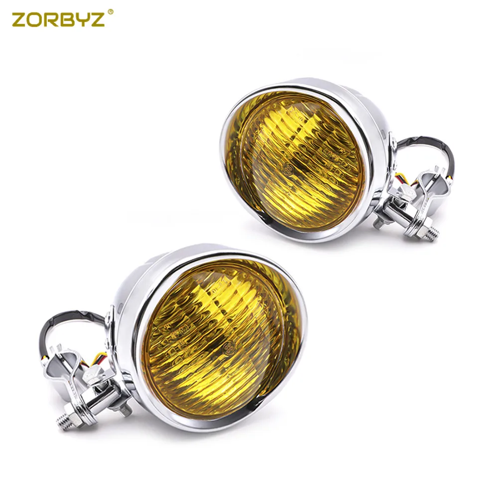 ZORBYZ мотоцикл 12 В Хромированный Ретро металлический противотуманный фонарь с