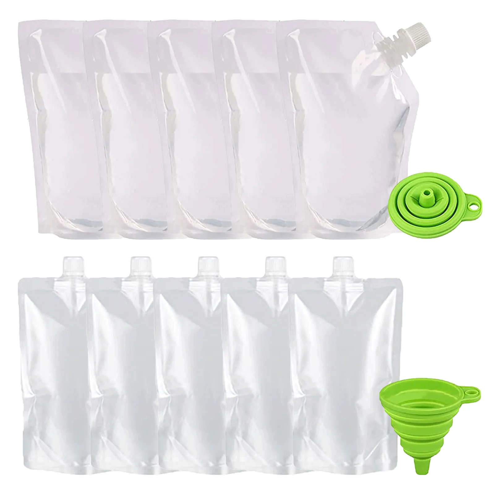 

5pcs Food Grade PE Wine Bag Unbreakable Flask Travel Gear Accessories Bag Plastic Foldable Reusable Portable Wine Bottle Bag