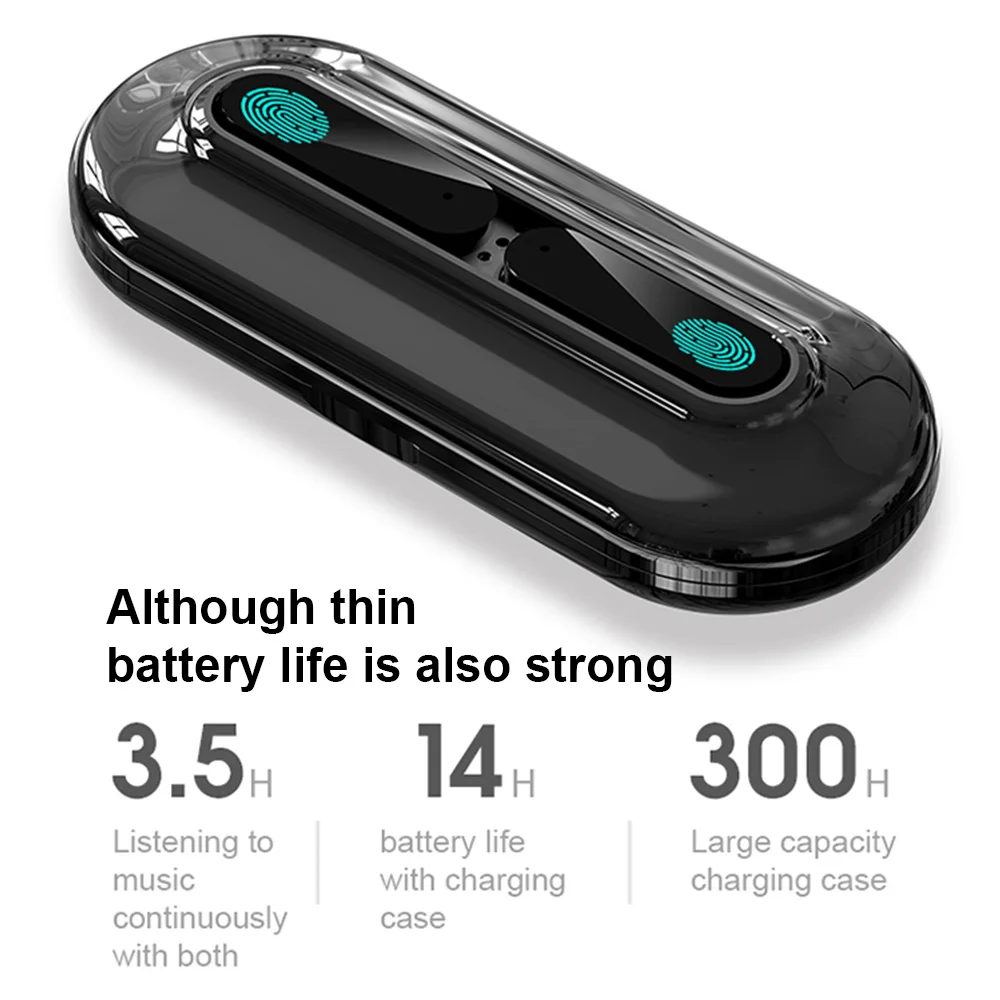 

XG49 TWS Bluetooth 5.0 IPX6 Binaural Phone Ultra Slim Wireless Headset Touch Control Auto Connection Stereo Music Blue Tooth
