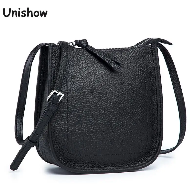 

Unishow Genuine Leather Women Shoulder Bag 2021 Mini Lady Crossbody Bag Simple Fashion Phone Purse Shoulder Bag Small Bucket Bag