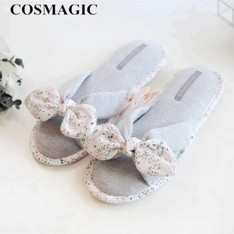 COSMAGIC/Новинка 2019 года сезон осень женские Вьетнамки с принтом и бантом домашние
