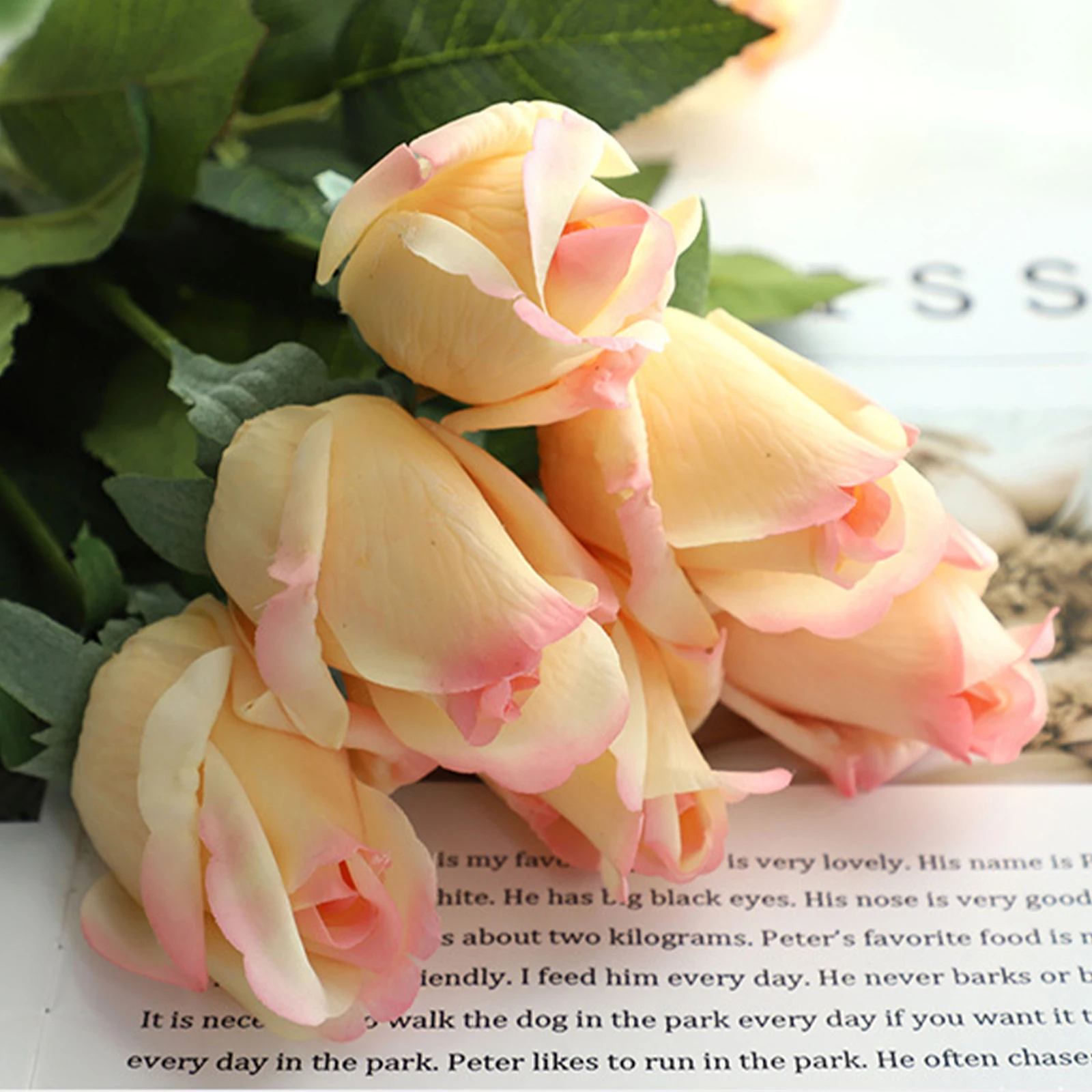 

3pc Rose Mini Tulip Flower Real Touch Wedding Flower Bouquet Artificial Silk Flowers For Home Party Decoration