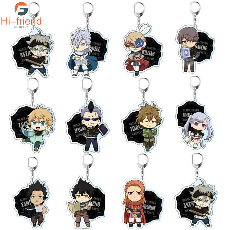 

20Pcs/Lot Black Clover Acrylic Anime Keychain Asta Noell Silva Yuno Grinbellor Mimosa Vermilion Cute Characters Pendant Keyring