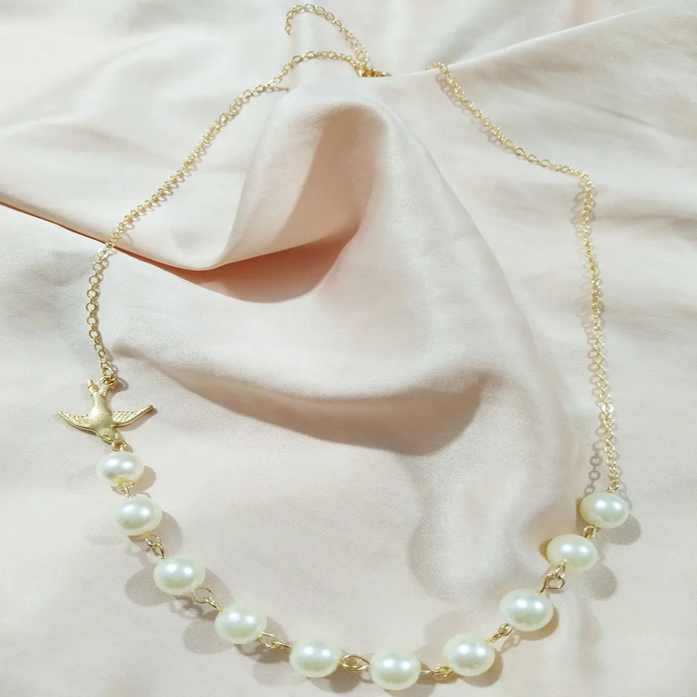 

New arrival fashion handmade pearl necklace Bohemian style 2021 ladies gold bird jewelry factory direct sales