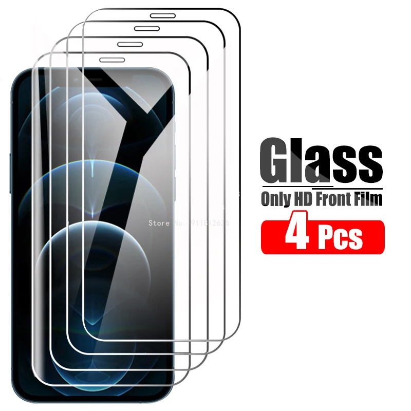 

4 шт. Защитное стекло для iPhone XR XS Max X 12 Mini 11 Pro, защита экрана, закаленное стекло для i Phone SE 2020 6 7 8 Plus, пленка