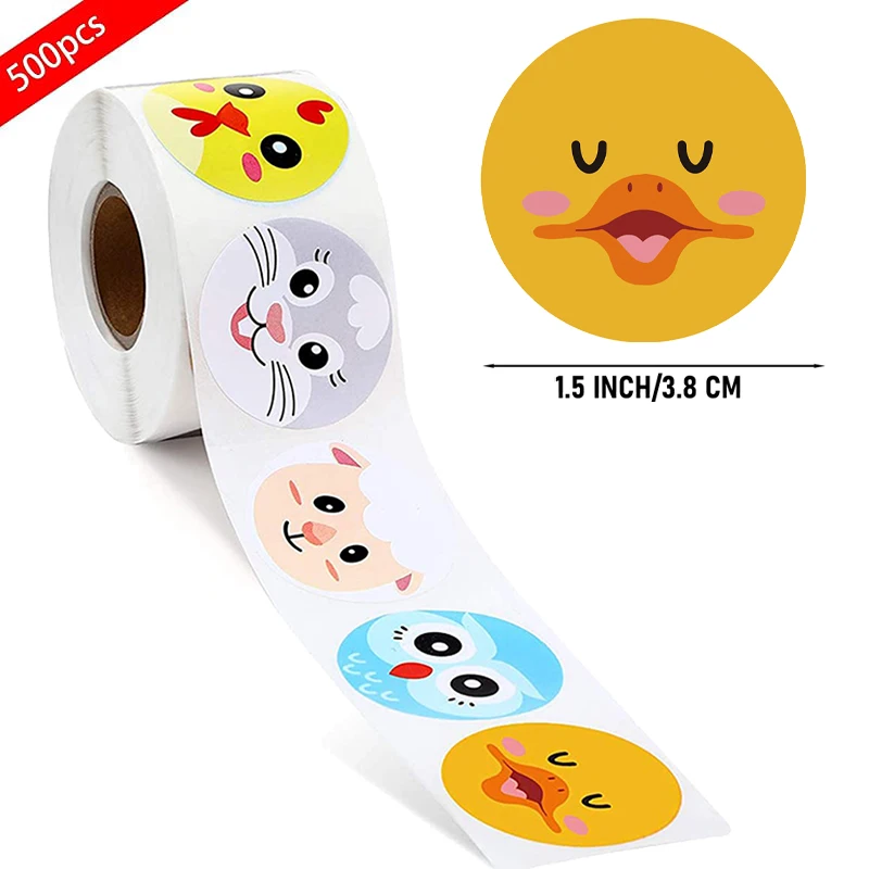 

500pcs Animals Sticker 1.5 Inch Reward Cute Sticker for Kids Classic Toy Decoration School Teacher Supplie Encouragement Sticker