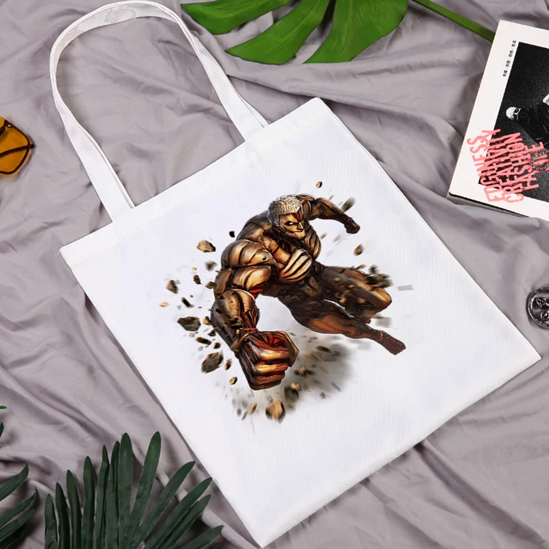 

Titans Attack Bag 2021 Tote Bags for Women Canvas Kawaii Designer Handbags Grocery With Handle Cute Shopper Shopping Women's Big