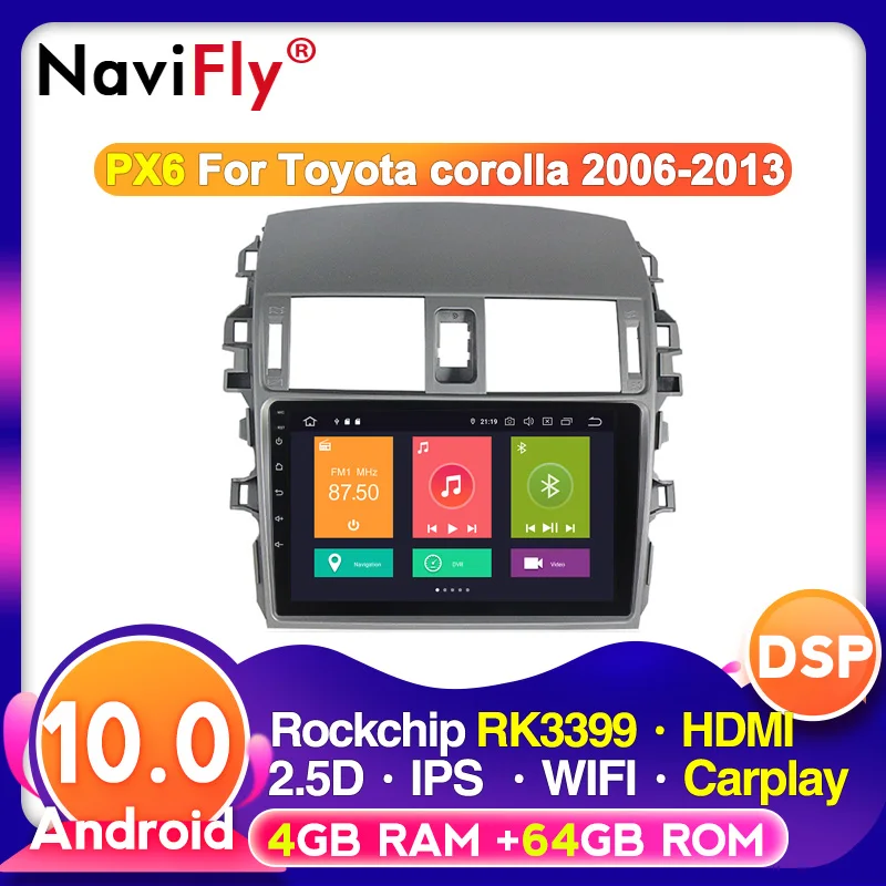 Восьмиядерный Android 10 Carplay для Toyota Corolla E140 E150 2006-2013 автомобильный GPS-навигатор радио