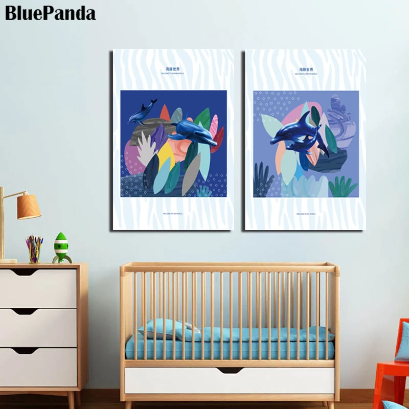 Синего цвета в стиле граффити плакатов и печатает фотографии Minimlist Wall Art