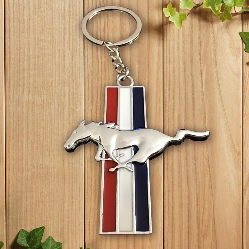 

Car Running Horse Logo Chrome Metal Zinc Alloy Car Key ring KeyChain For Frd Mustang