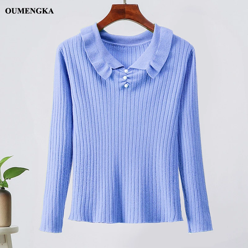 New Women's Ruffled Collar Sweater Women Sweaters Sweet Korean Autumn Winter Pullover Jumper Truien Dames | Женская одежда