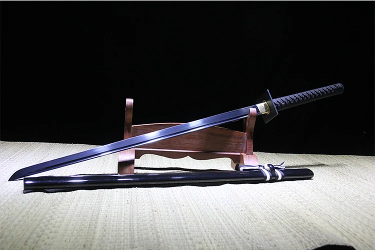 Katana Настоящий японский меч катана ручной работы изогнутая сталь черное лезвие самураи мечи полная tang резкость - Цвет: Katana