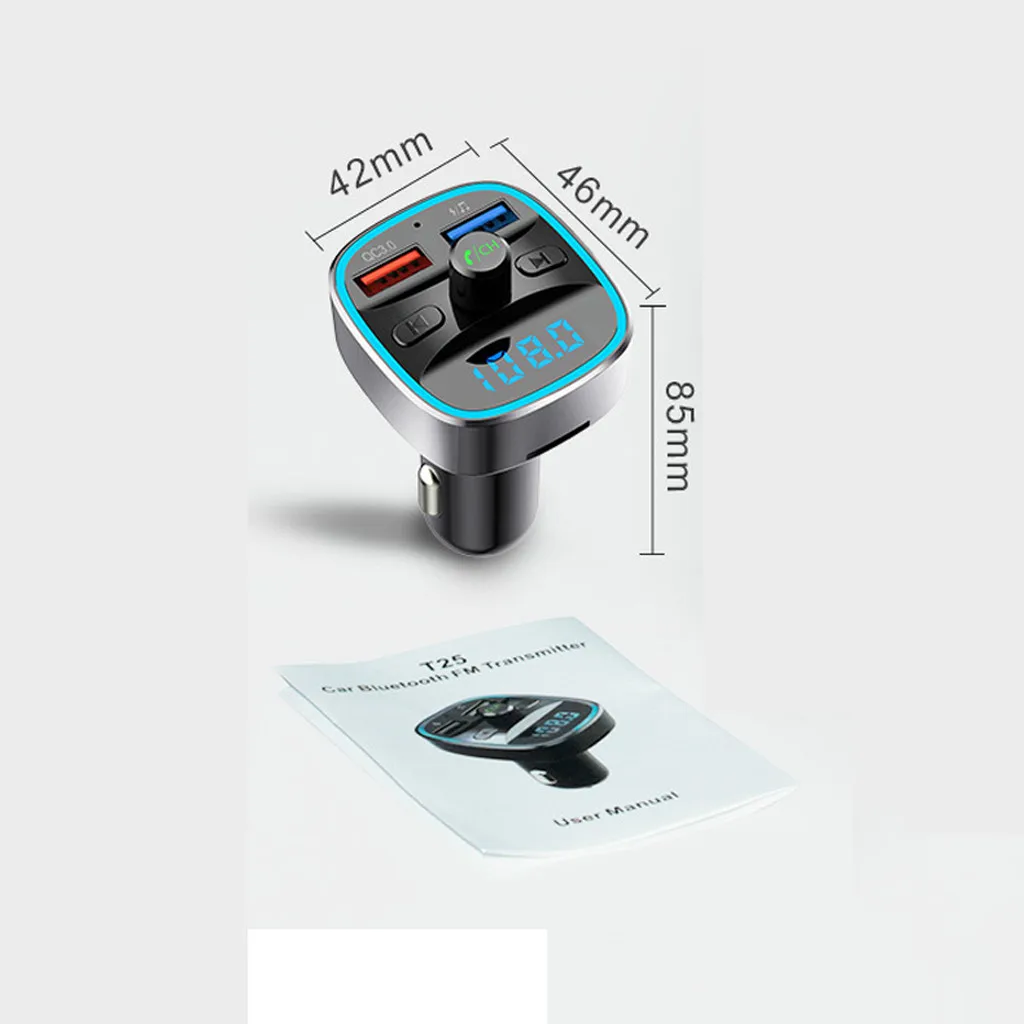 Автомобильный комплект Bluetooth громкой связи Qc3.0 T25s Fm передатчик Usb быстрое