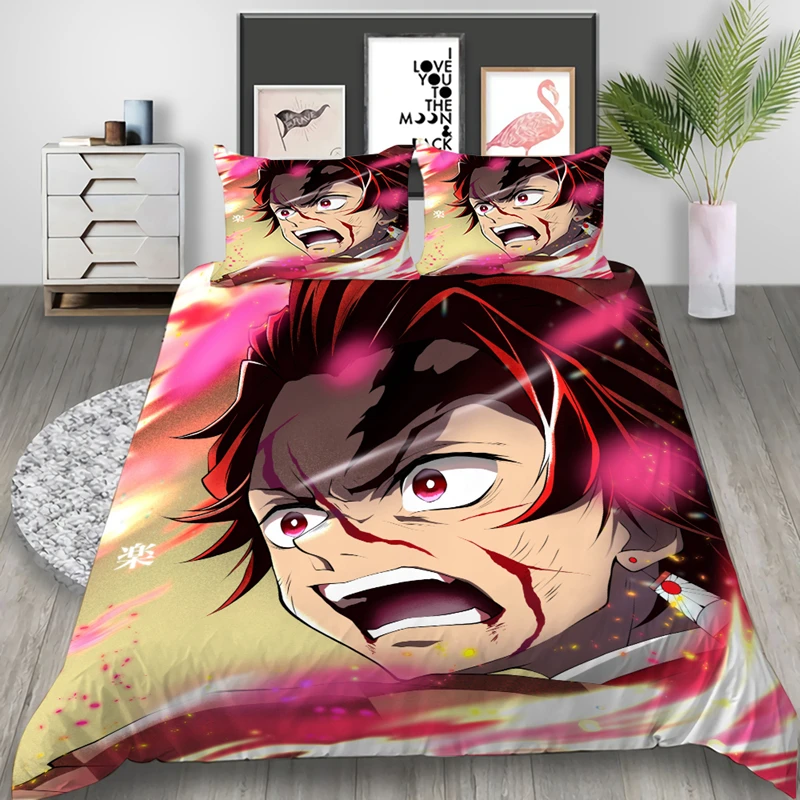 

Anime Demon Slayer 3D Printed Tomioka Giyuu Bedding Set Duvet Covers Pillowcases Comforter Bedding Set Bedclothes Bed Linen