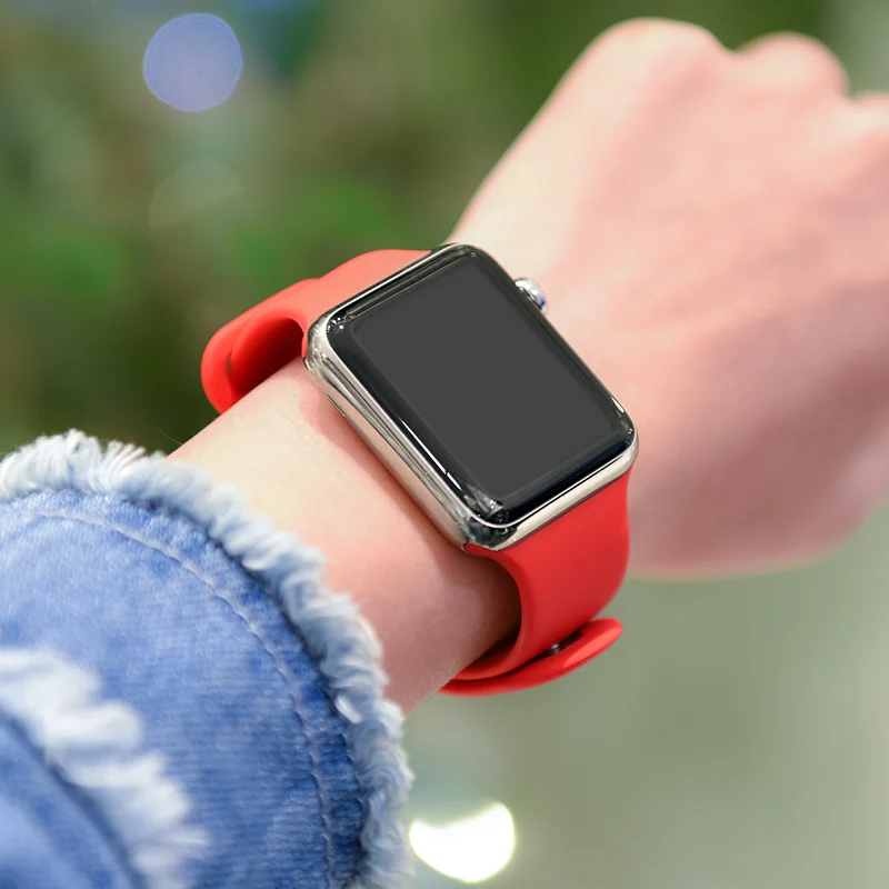 Мягкий силиконовый спортивный ремешок для наручных часов Apple Watch 38 мм/42 40 мм 44