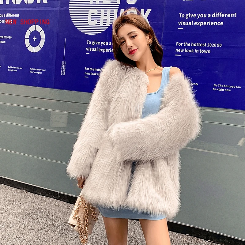 Winter Elegant Thick Warm Luxury Mink Coat Pink Fluffy Natural Fox Fur Jacket Fashion Teddy Coats Outerwear Chaquetas Mujer 2021