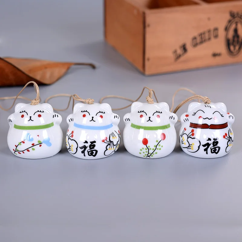 Керамическая подвеска в виде счастливого кота ветряные колокольчики украшение