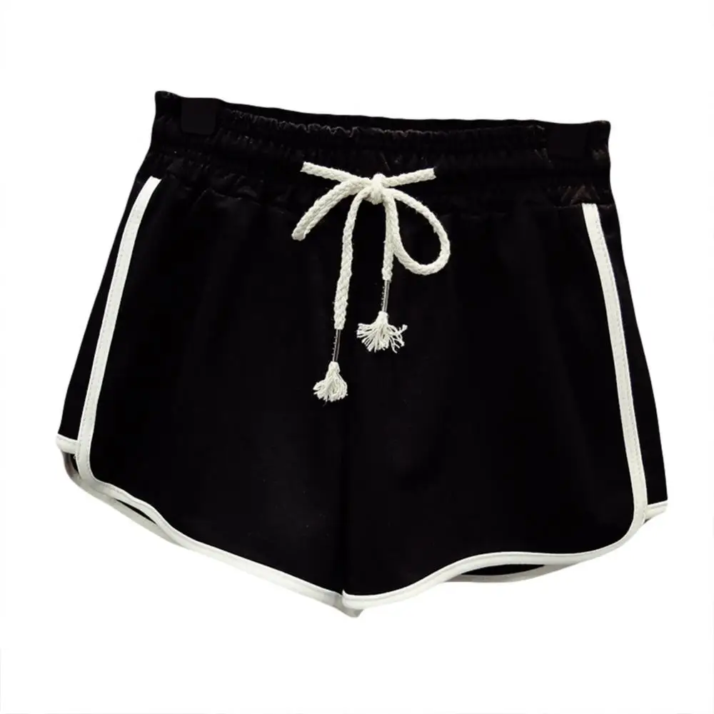 

Шорты женские повседневные с завышенной талией, хлопковые свободные короткие штаны для йоги, бега, эластичные спортивные шорты черного цве...