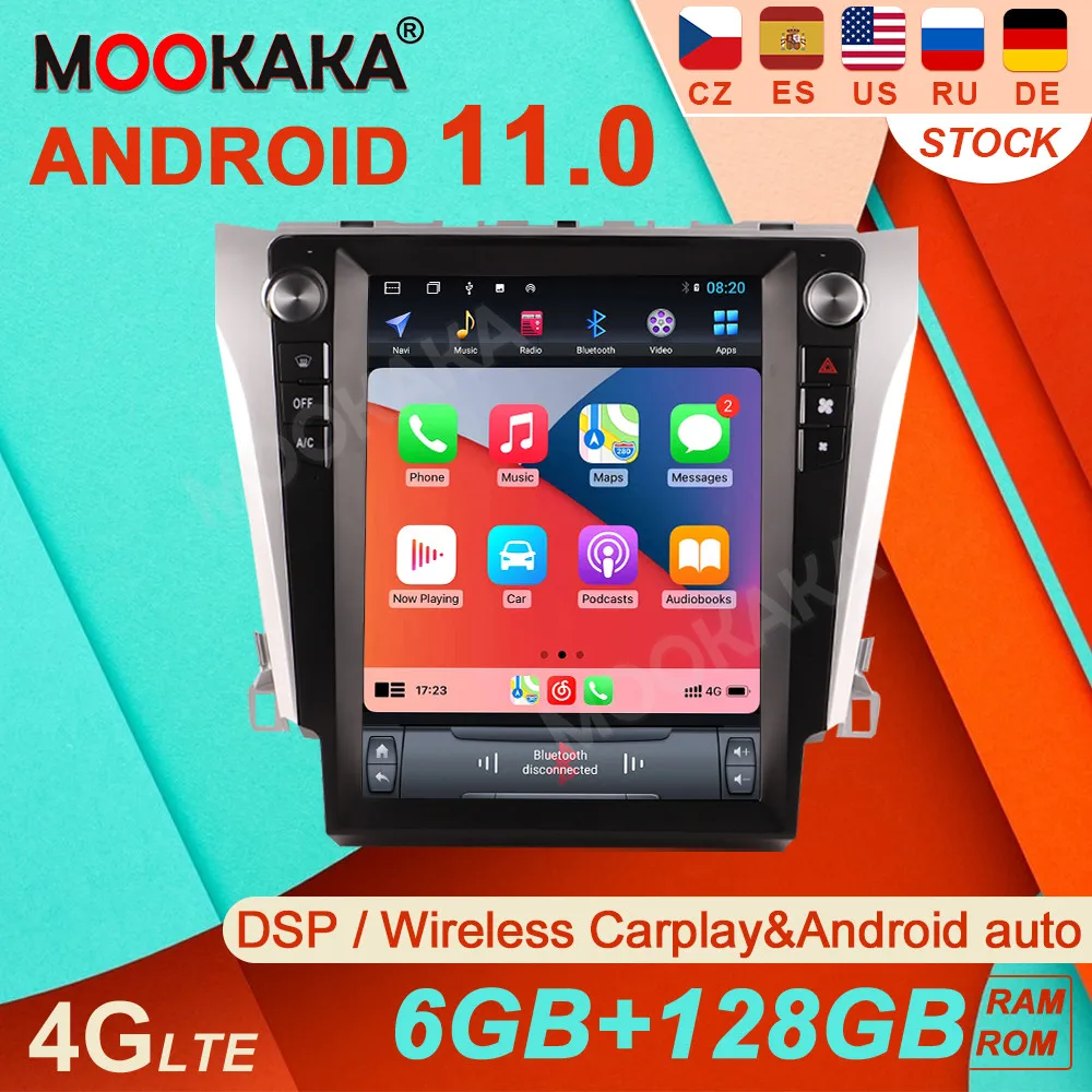 Android 11 для Toyota Camry 2012-2017 Автомагнитола стерео 2 Din мультимедийный плеер в стиле