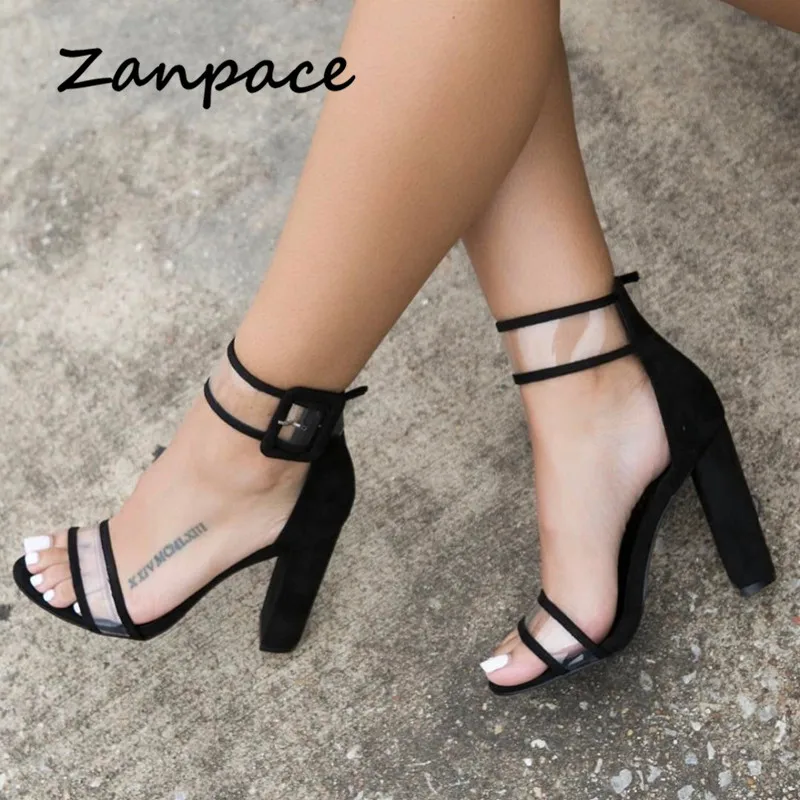 

2021 женские летние сандалии с пряжкой Модная обувь на высоком каблуке размера плюс 43 и выше, женская обувь; Женские туфли-лодочки с открытым н...