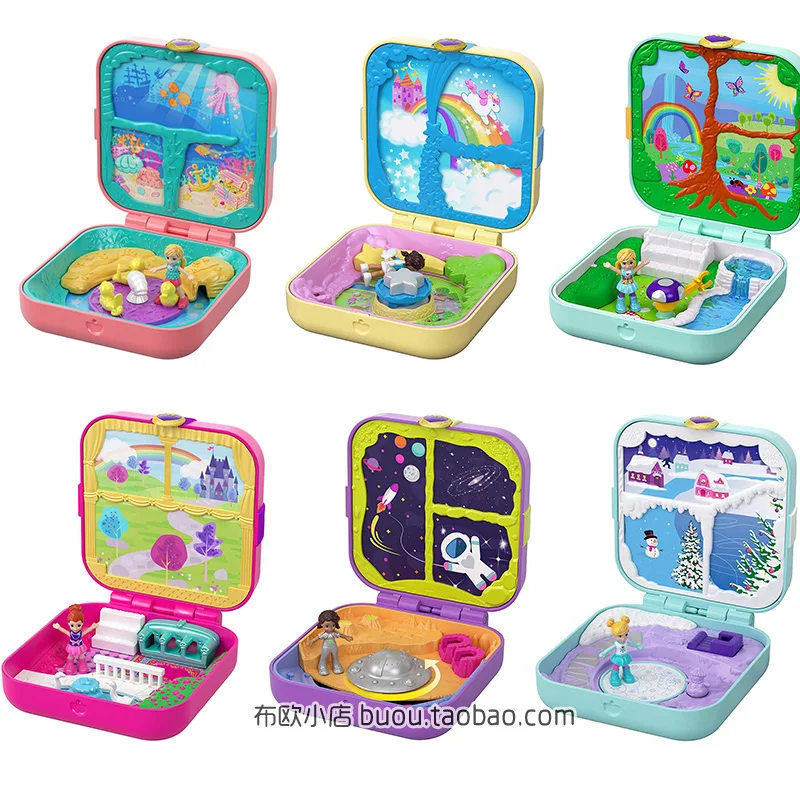 Polly Pocket скрытый мир, оригинальная мини-сцена, кукла для девочек, игровой Домашний набор, игрушки для детей, Русалочка, детские игрушки, аксессуары