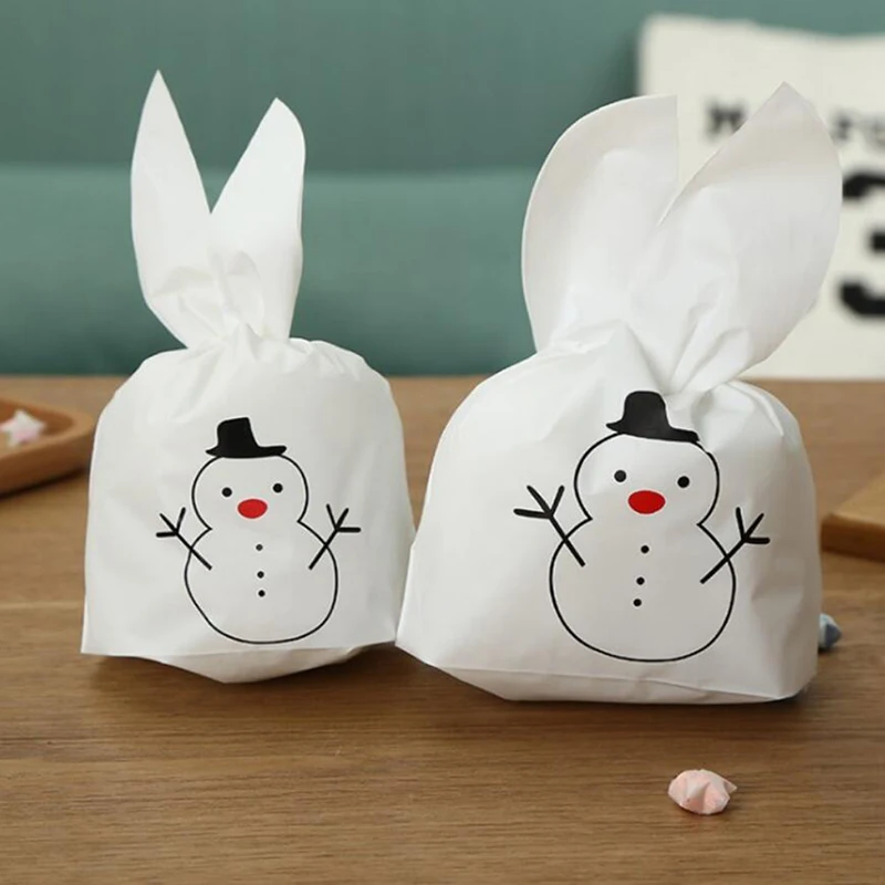 Снеговик заячьи уши мешок для закусок хлеб конфеты печенья праздника партии