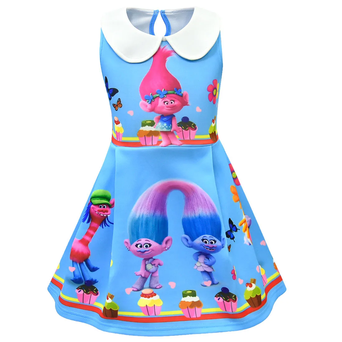 Платье-тролль детская одежда летние платья для девочек Детский костюм платье