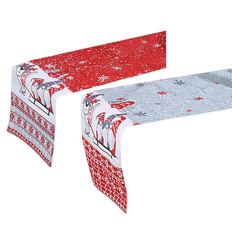 

Merry Christmas Santa Claus Table Runner 13X70 Inch Xmas Snowflake Dining Cloth Placemat New Year Home Kitchen Decor