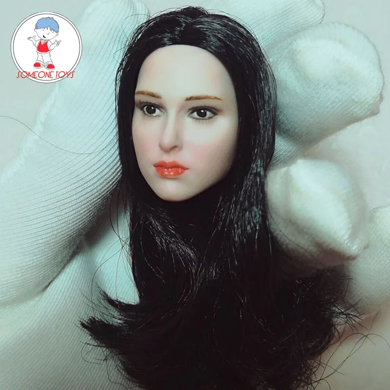 Масштаб 1/6 женская голова с длинными черными волосами фигурка Наталья модель для