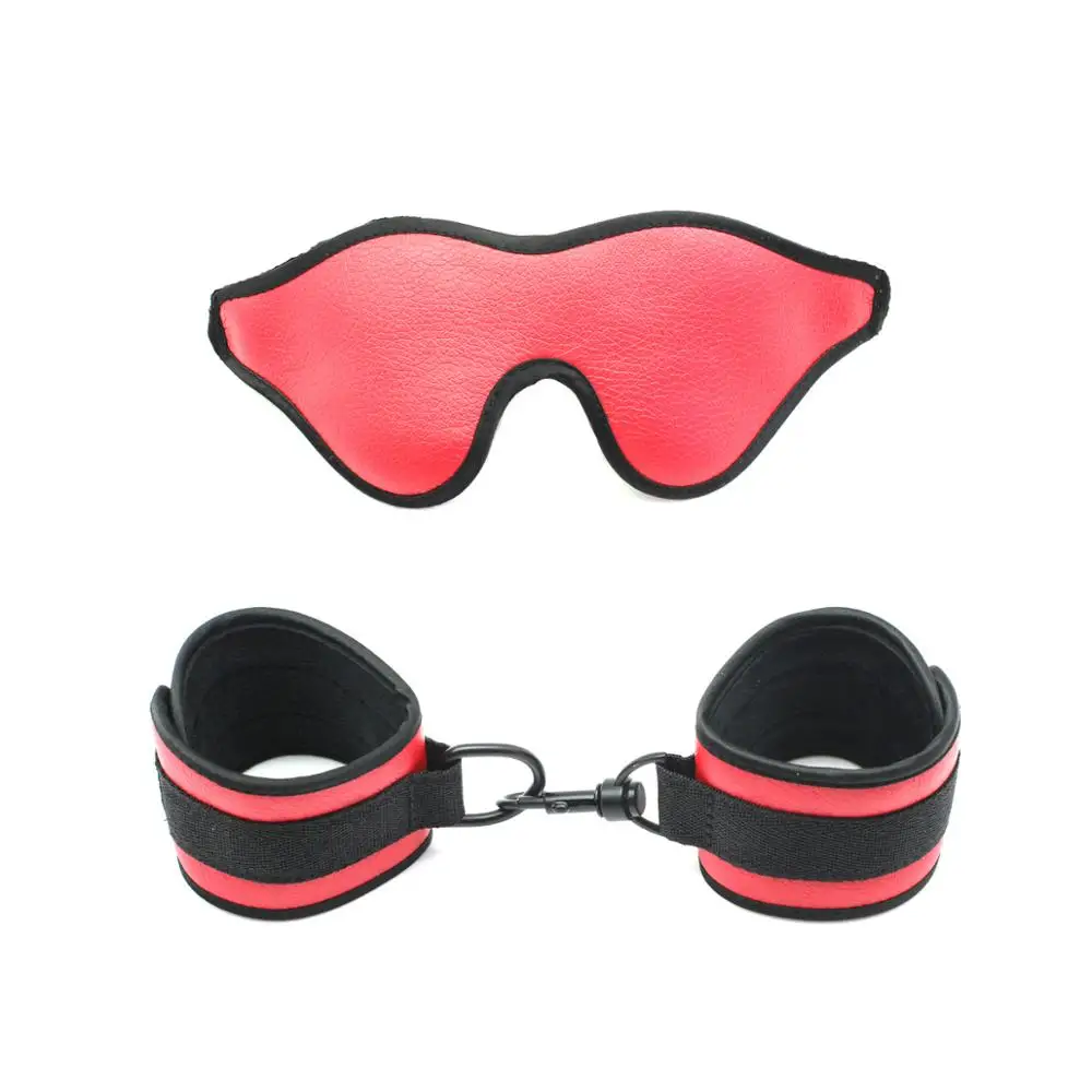 Эротический кожаный БДСМ бондаж сексуальные наручники и маска для глаз взрослые