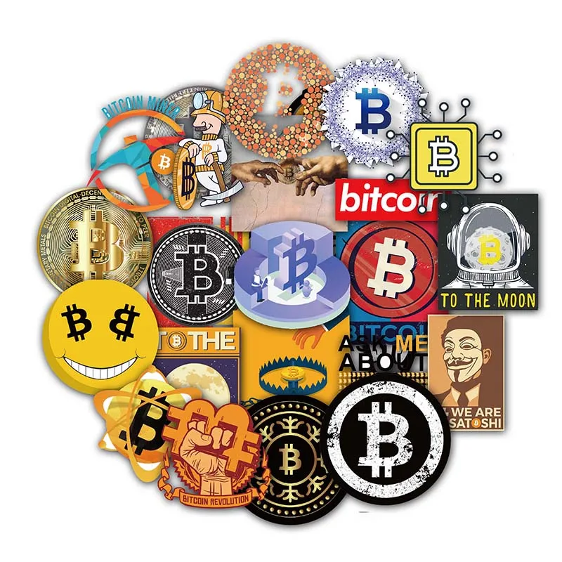 

10/50pcs/set Cartoon Bitcoin Encrypted Virtual Currency BTC Stickers For Helmet Kid Diy Laptop Mixed Skateboard Luggage Case