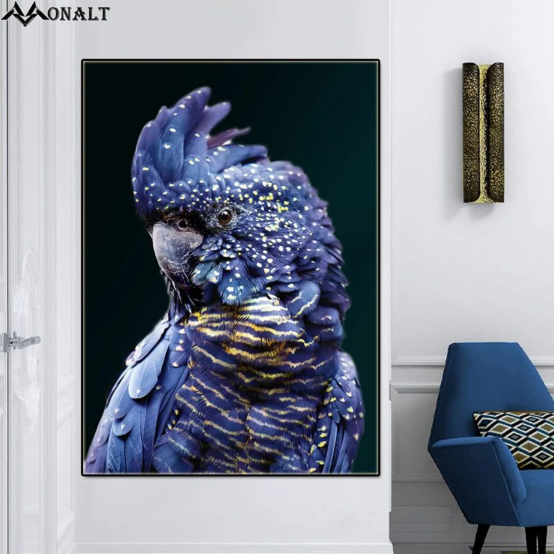 Холст Картина синий попугай Гостиная постер животного фотография картина