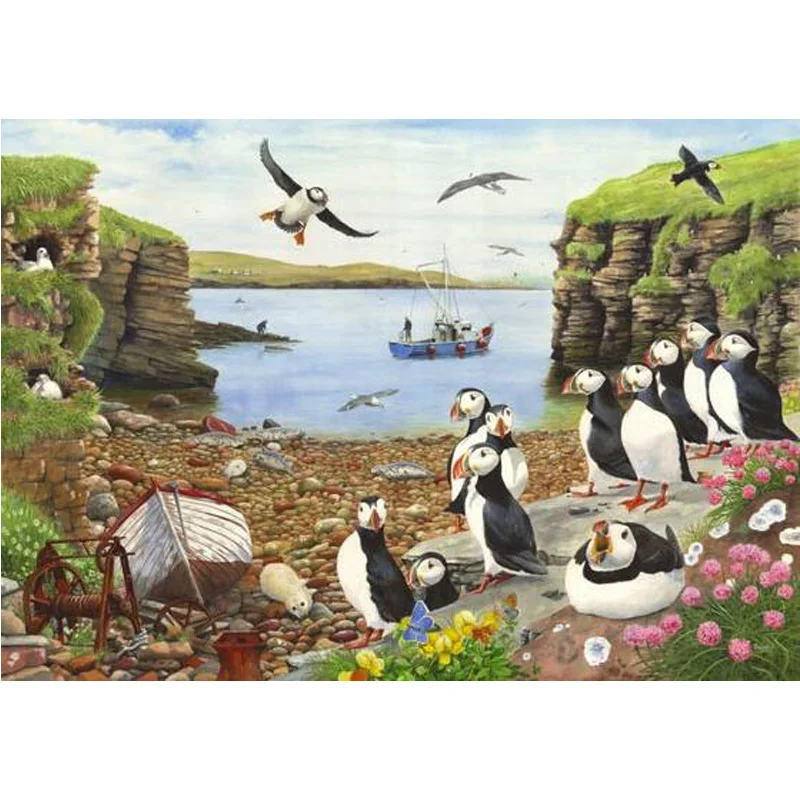 

5d Diy diamond painting Seaside boat penguin animals full square 3d diamond embroidery rhinestone painting diamond mosaic FG2060