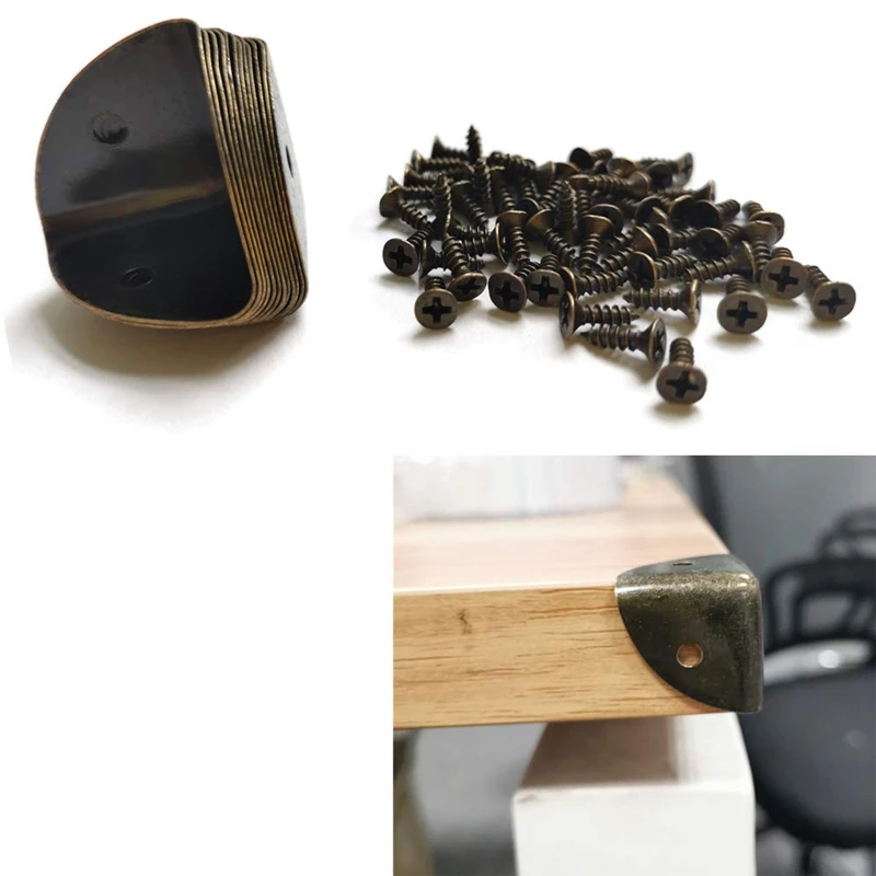 

12Pcs Hardware Corner High Quality Luggage Hardware Accessories 26X26mm Green Bronze Fan-Shaped Corner Wooden Box Corner
