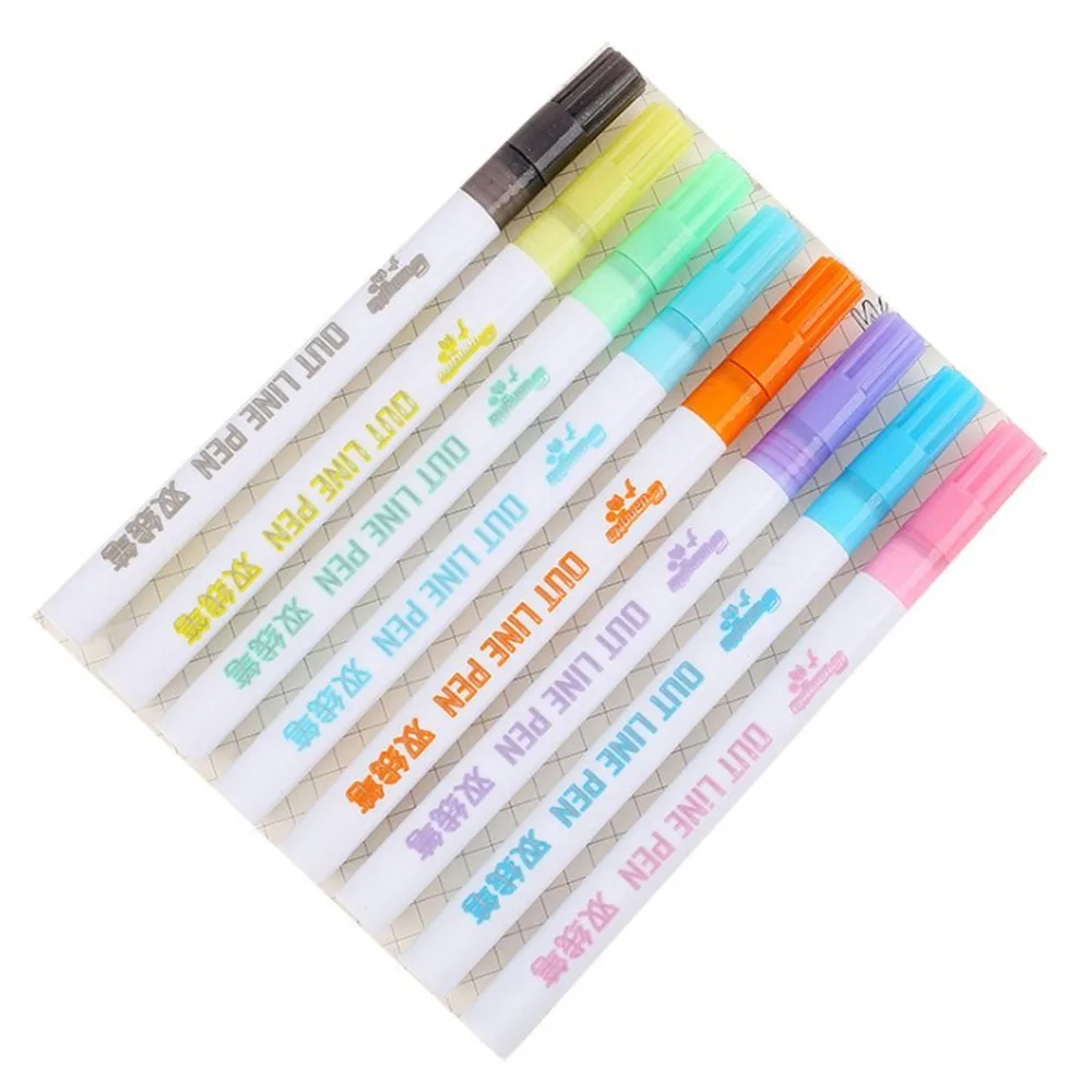 

â€‹1 Set 8pc Journal Highlighter Marker Gel Pen Students Color Erasable Highlighters Stationery Dual Colored Glitter Stardust Pens