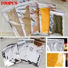 100 шт., майларовые сумки из серебристой алюминиевой фольги, вакуумный упаковщик, прозрачные пакеты для хранения продуктов, сумки-органайзеры