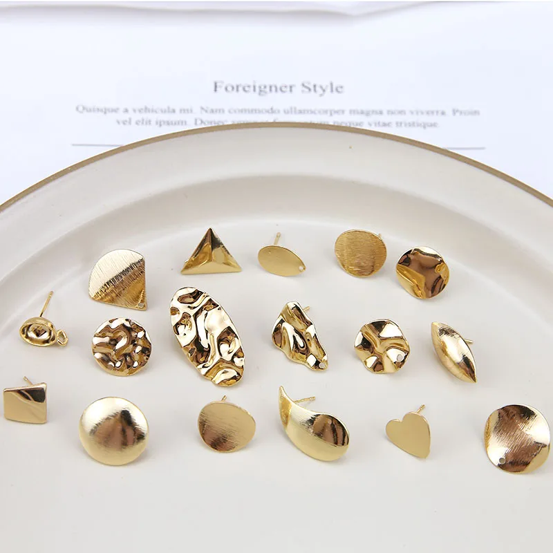 10 шт. корейские модные женские аксессуары медные серьги-гвоздики нерегулярные