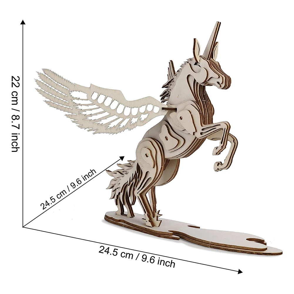 

DIY 3D Wooden Cartoon Licorne Puzzle Model Puzzle Assemble Jigsaw Kids Early Educational Toys Game Gift Toys Wall Decoration