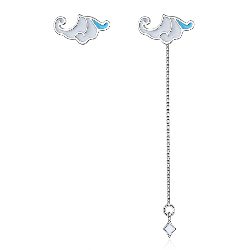 

Girls' Asymmetric Cloud Stud Earrings Epoxy Pattern Chain Tassel Dangle Earring Cute Weather Piercing Earring Accessories Gifts