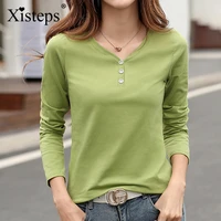 xisteps slim fit buttons women long sleeve shirt autumn 2020 basic cotton tops solid soft female clothes plus size 3xl new