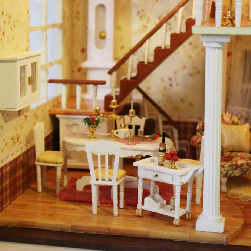 

43 cm Big House Cottage doll house furniture diy dollhouse wood diy doll house miniature dollhouse furniture children Toy LED