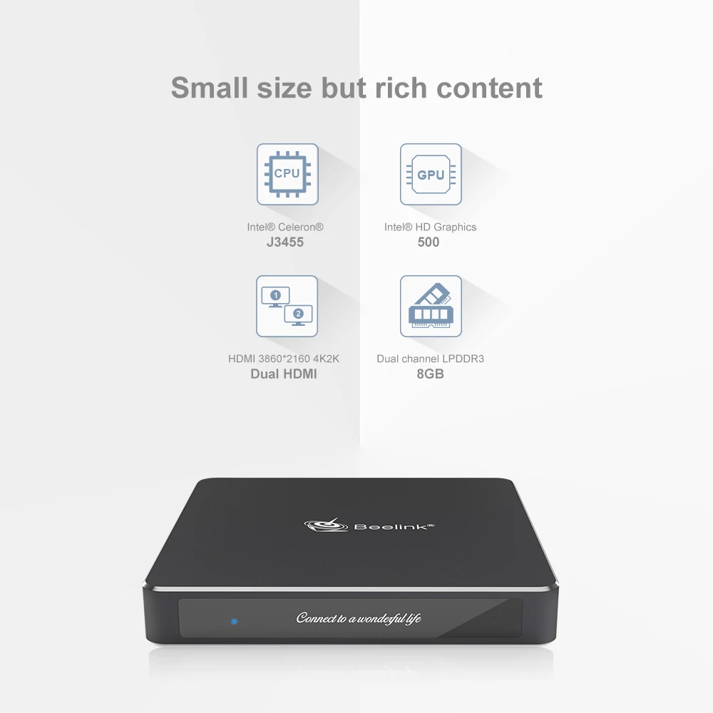 Beelink T34 Windows 10 Мини ПК процессор Intel J3455 8 Гб 256 ГБ 4K медиаплеер 2 4G и 5 8G Wifi BT4.0 Windows10 Gemini