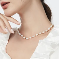 natural freshwater pearl choker necklaces gold color chain necklace for women collar de perlas fashion jewelry femme collier