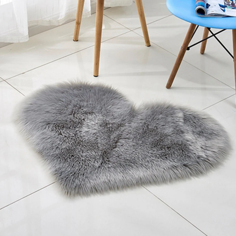 Коврик из искусственной шерсти и овчины нескользящий меховой ковер в форме