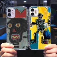 jean michel basquiat art graffiti phone case for iphone 13 12 11 8 7 plus mini x xs xr pro max transparent soft