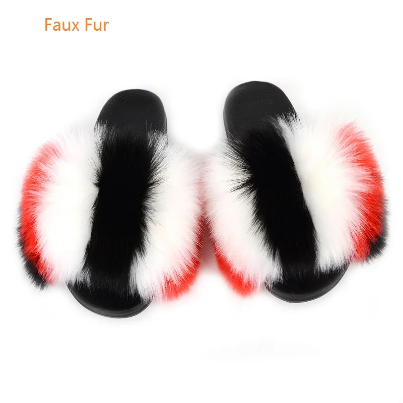 

Fashion Faux Fur Slides Women Summer Fur Slippers Cute Fluffy Ladies Sandals Plush Fur Female Flip Flops Faux Fur Shoe Wholesale
