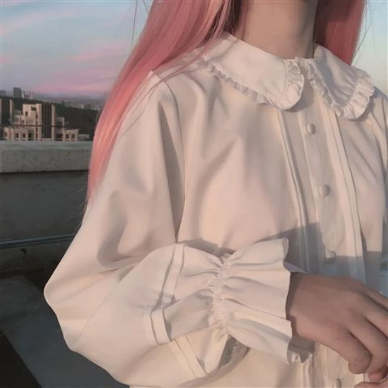 

2022 Осенняя женская элегантная рубашка с длинным рукавом, женская белая винтажная офисная Повседневная рубашка на одной пуговице с воротник...