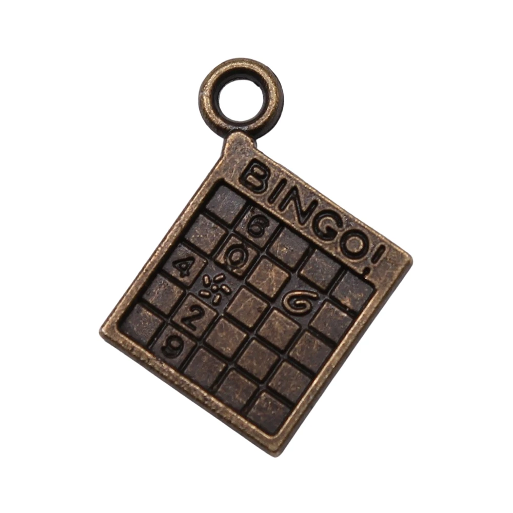 

10 шт. bingo! Подвески и ожерелья Minesweeper, античный бронзовый цвет, 15x17 мм