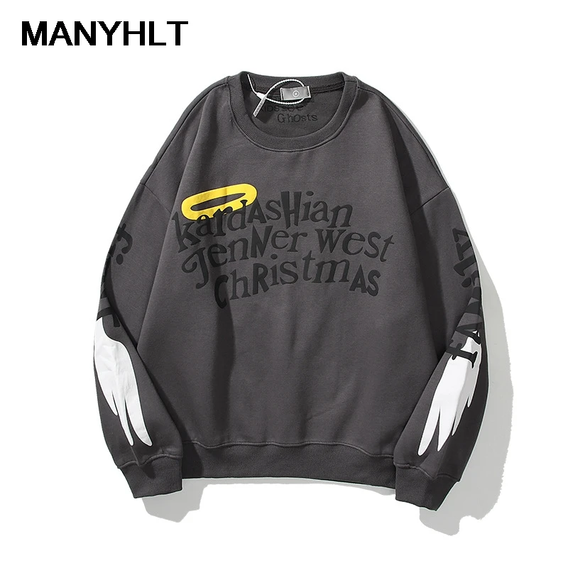 

Winter New Men's Clothing Angel Wings Round Neck Sweater High Street Men And Women Graffiti Letters Casual Loose Sweater
