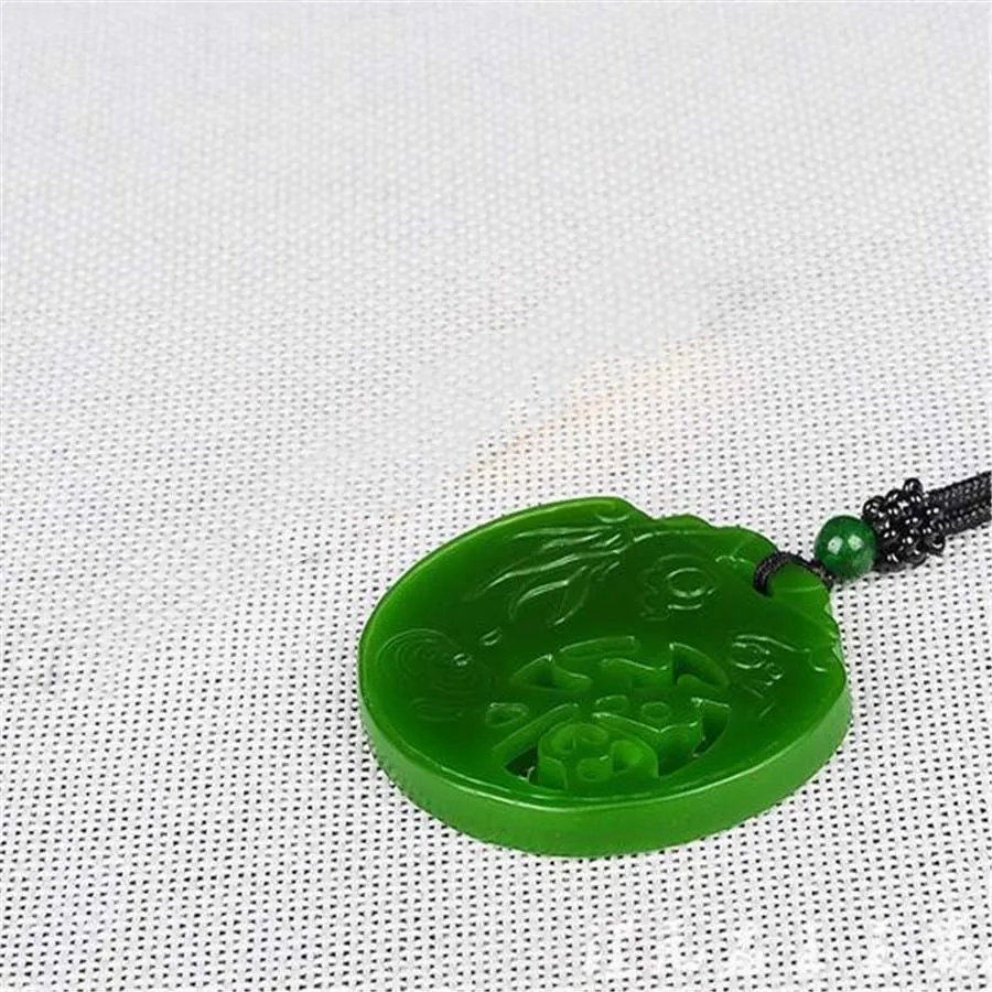 

Chinese Green Fuzi brand Jade Pendant Jewelry Lucky Exorcise evil spirits Safety Charms Jade Fine Jewelry Necklace Pendant